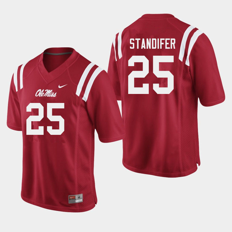 Men #25 Tavario Standifer Ole Miss Rebels College Football Jerseys Sale-Red - Click Image to Close